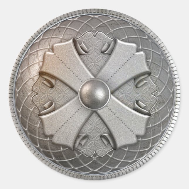 Pegatina Redonda Escudo plateado 2 (Anverso)