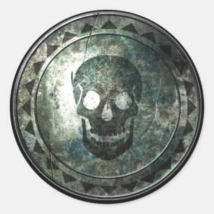 Pegatina Redonda Escudo redondo - emblema del cráneo