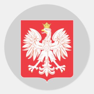 Pegatina Redonda Escudo rojo de águila polaca