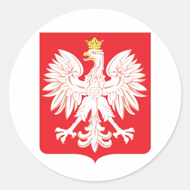 Pegatina Redonda Escudo rojo de águila polaca (Anverso)