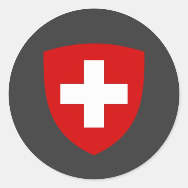 Pegatina Redonda Escudo suizo de armas - Suiza (Anverso)