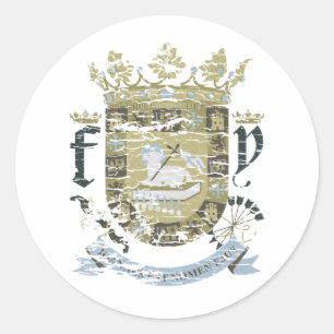 Pegatina Redonda Escudo Urbano (caqui)