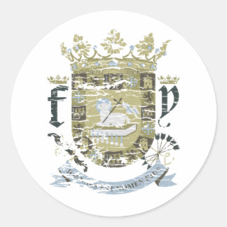 Pegatina Redonda Escudo Urbano (caqui)