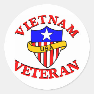 Pegatina Redonda Escudo veterano de Vietnam Blanco