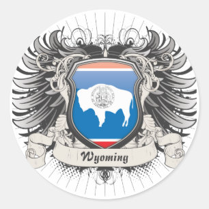 Pegatina Redonda Escudo Wyoming