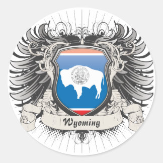 Pegatina Redonda Escudo Wyoming
