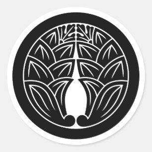 Pegatina Redonda [Escudos de familia] 2 jengibres japoneses simétri