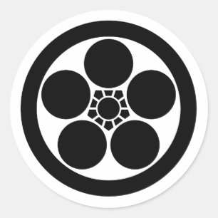 Pegatina Redonda [Escudos de familia] Flor de ciruelo (Umebachi) co