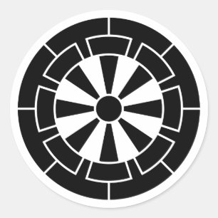 Pegatina Redonda [Escudos de familia] rueda del clan Genji