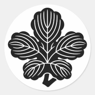 Pegatina Redonda [Escudos familiares] Hoja de kaji deformada