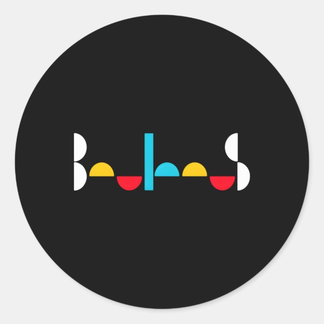 Pegatina Redonda Escuela Bauhaus 1919 1933 (Anverso)