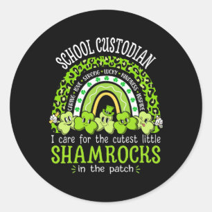 Pegatina Redonda Escuela Custodio St Patricks Day Shamrock School