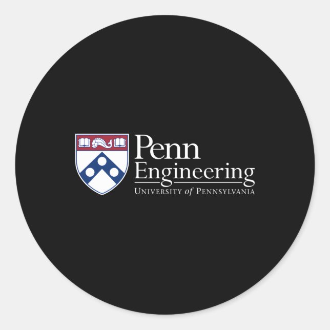 Pegatina Redonda Escuela De Ingeniería De Penn Quakers (Anverso)