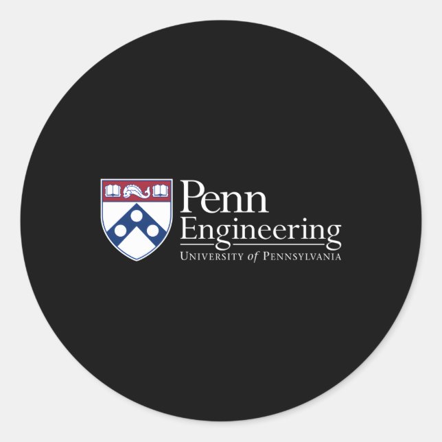 Pegatina Redonda Escuela De Ingeniería De Penn Quakers (Anverso)