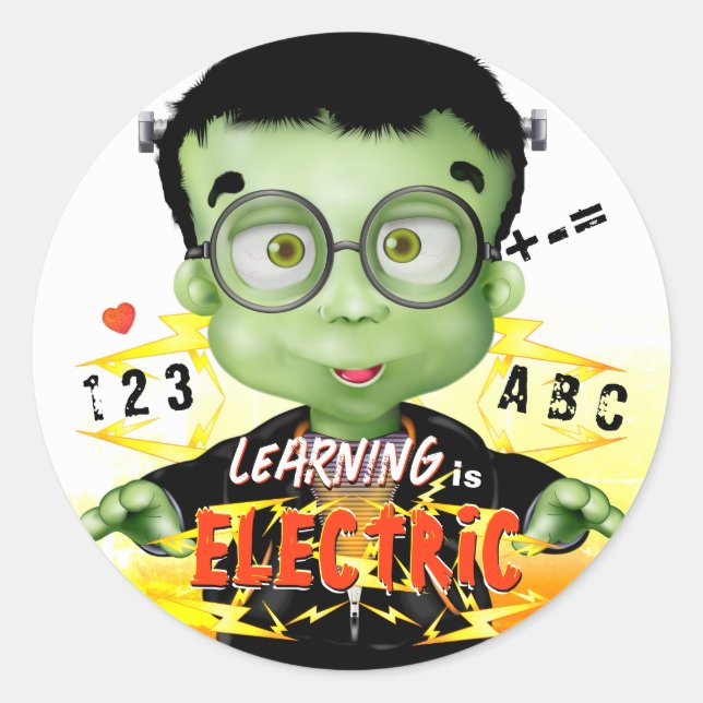 Pegatina Redonda Escuela de jardines de infancia Frankenstein (Anverso)