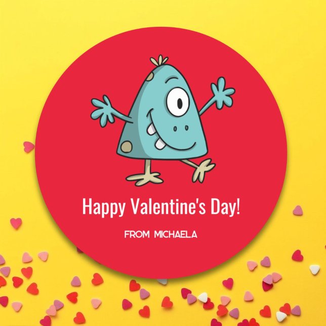 Pegatina Redonda Escuela de Monstruos para El día de San Valentín R (Subido por el creador)