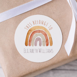 Pegatina Redonda Escuela de nombres personalizados del arcoiris mod