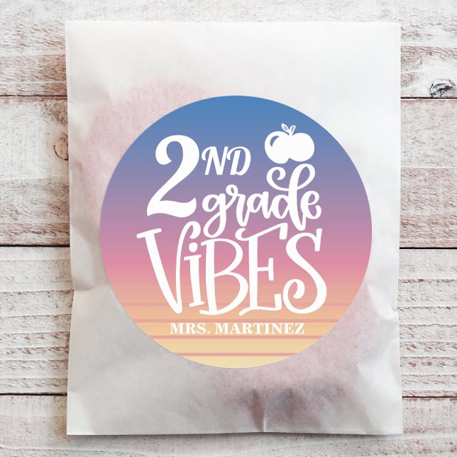 Pegatina Redonda Escuela de personalizado Grado Vibes (Customize these back to school stickers with just a few clicks.)