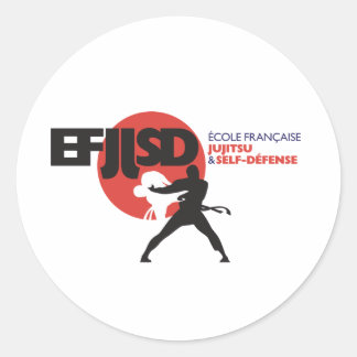 Pegatina Redonda Escuela Francesa de JuJitsu y Bobina-Defensa
