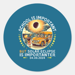 Pegatina Redonda Escuela Importante Eclipse Solar Importanter
