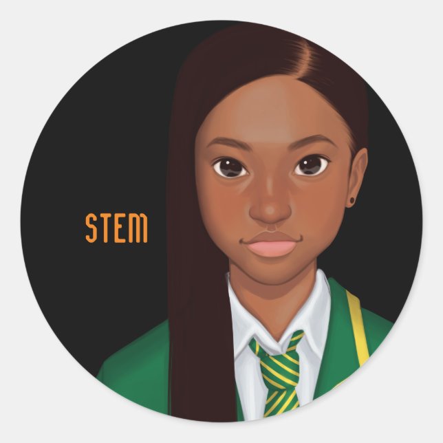 Pegatina Redonda Escuela negra inspiradora STEM (Anverso)