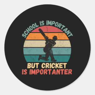 Pegatina Redonda Escuela Retro Es Importante Cricket Es Más Importa
