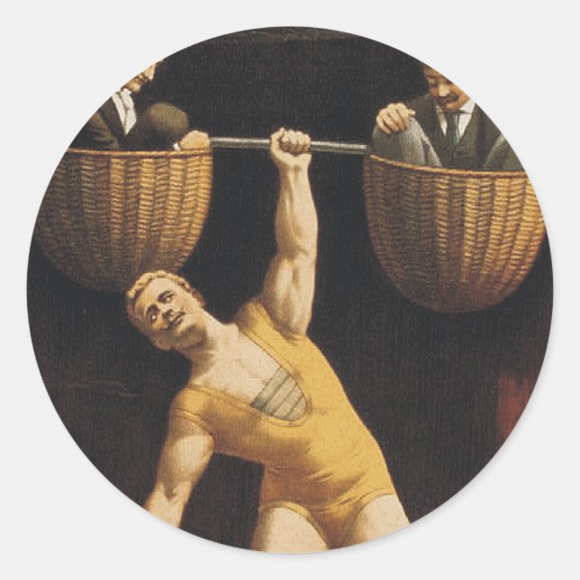 Pegatina Redonda Escuela Secundaria Superior de Halterofilia (Anverso)