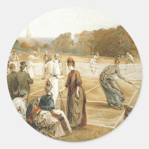 Pegatina Redonda Escuela Secundaria Superior de Tenis