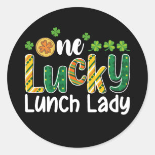 Pegatina Redonda Escuela St Patrick's Day de One Lucky Lunch Lady