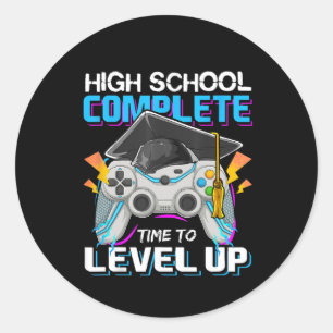 Pegatina Redonda Escuela Tiempo Completo Para Graduar Videojuego