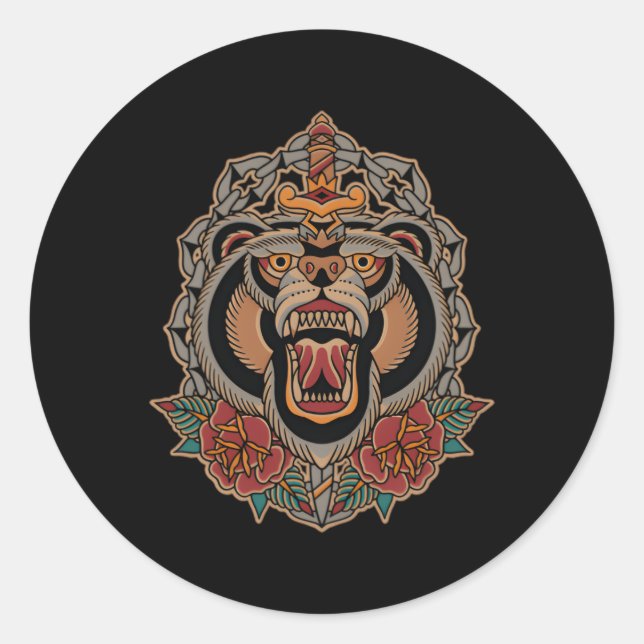 Pegatina Redonda Escuela tradicional estadounidense tradicional Tat (Anverso)