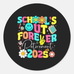 Pegatina Redonda Escuelas De Jubilación De Maestros Jubilados Por S