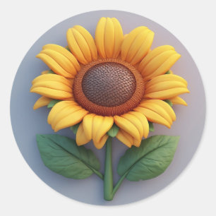 Pegatina Redonda Escultura de girasol brillante