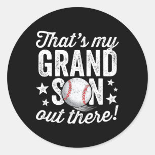 Pegatina Redonda Ese 39 es mi nieto fuera, abuela de béisbol