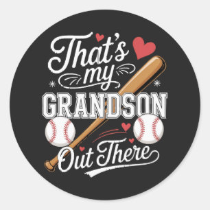 Pegatina Redonda Ese es mi nieto ahí fuera Béisbol
