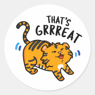 Pegatina Redonda Ese es un divertido muñeco de tigre gruñón