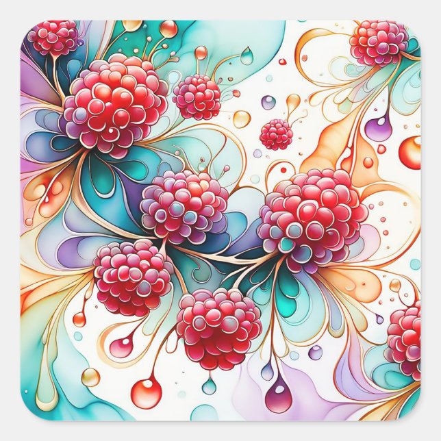 Pegatina Redonda Esencia de frambuesa (Anverso)