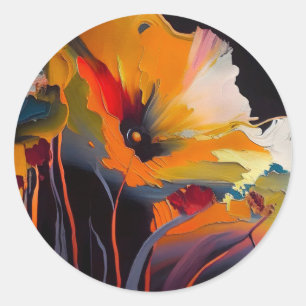 Pegatina Redonda Esencia del Jardín – Expresión Floral Abstracta