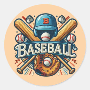 Pegatina Redonda Esencias clásicas de béisbol / Elegante leyenda re