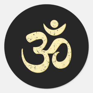 Pegatina Redonda Esfera rica Símbolo Om Omkar Aum Espiritual Yoga M