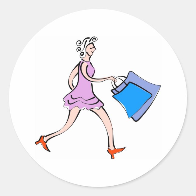 Pegatina Redonda Esgrima de compras (Anverso)