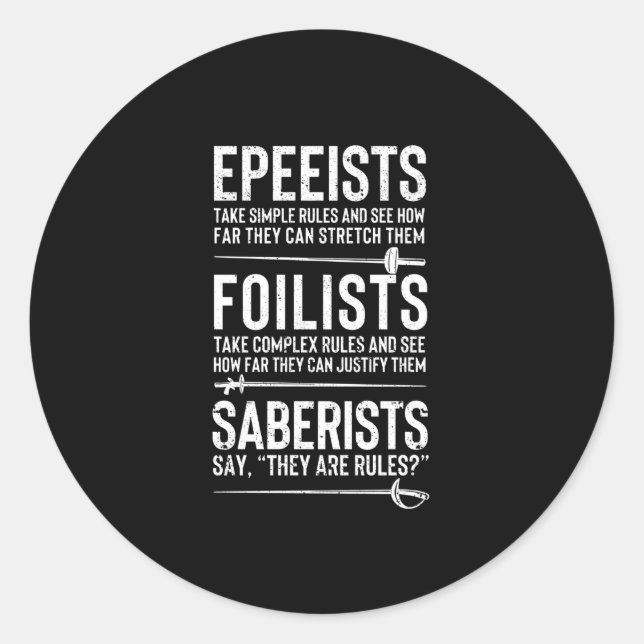 Pegatina Redonda Esgrima de esgrima de esgrima de esgrima de blinda (Anverso)