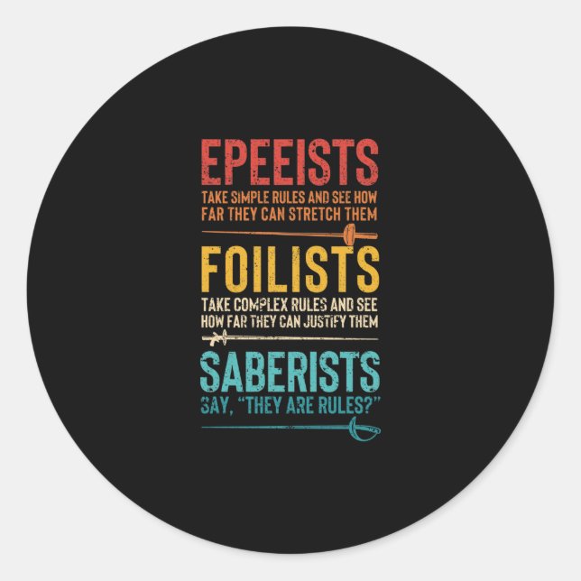 Pegatina Redonda Esgrima divertido Relieve metalizado de epeya de e (Anverso)