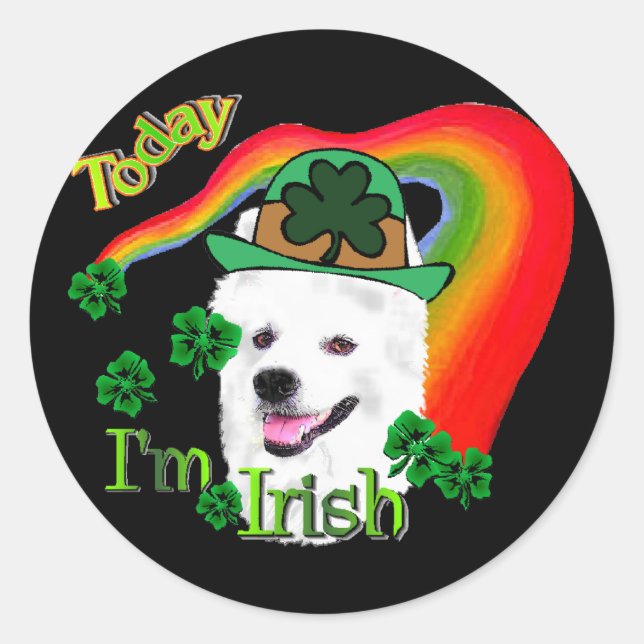 Pegatina Redonda Eskimo Dog St Patricks (Anverso)
