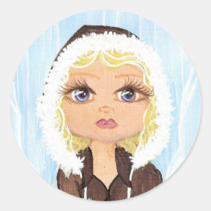 Pegatina Redonda Eskimo en la corbata cuántica del hielo