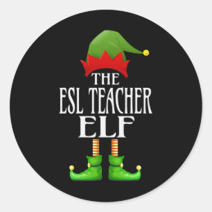 Pegatina Redonda Esl Teacher Elf Xmas Divertido Grupo C