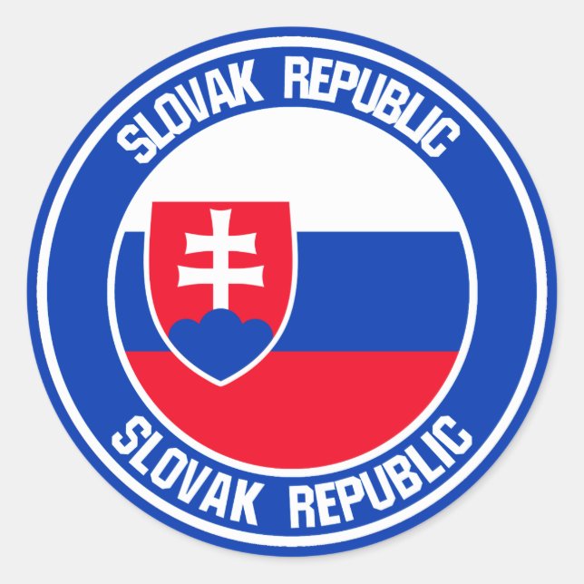 Pegatina Redonda Eslovaquia Round Emblem (Anverso)