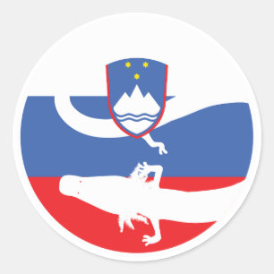 Pegatina Redonda Eslovenia Olm Bandera Nacional Eslovena De Animale