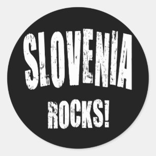 Pegatina Redonda ¡Eslovenia Rocks!