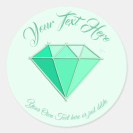 Pegatina Redonda Esmeralda Gemstone. Joyería. 55 Aniversario Boda